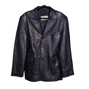 Toskana New York Genuine Lamb Leather Collared Flap Pockets Lined Jacket Size XL